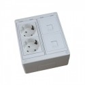 Caja de superficie  2 X Rj45 Keystone con 2 x Schuko blancos