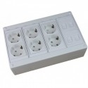 Caja de superficie 4 X Rj45 Keystone con 6 x Schuko blancos