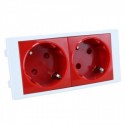 Caja de superficie  2 X Rj45 Keystone con 2 x Schuko blanco y 2 x Schuko rojo