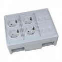 Caja de superficie  4 X Rj45 Keystone con 4 x Schuko blancos