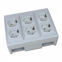 Caja de superficie con 6 x Schuko blancos