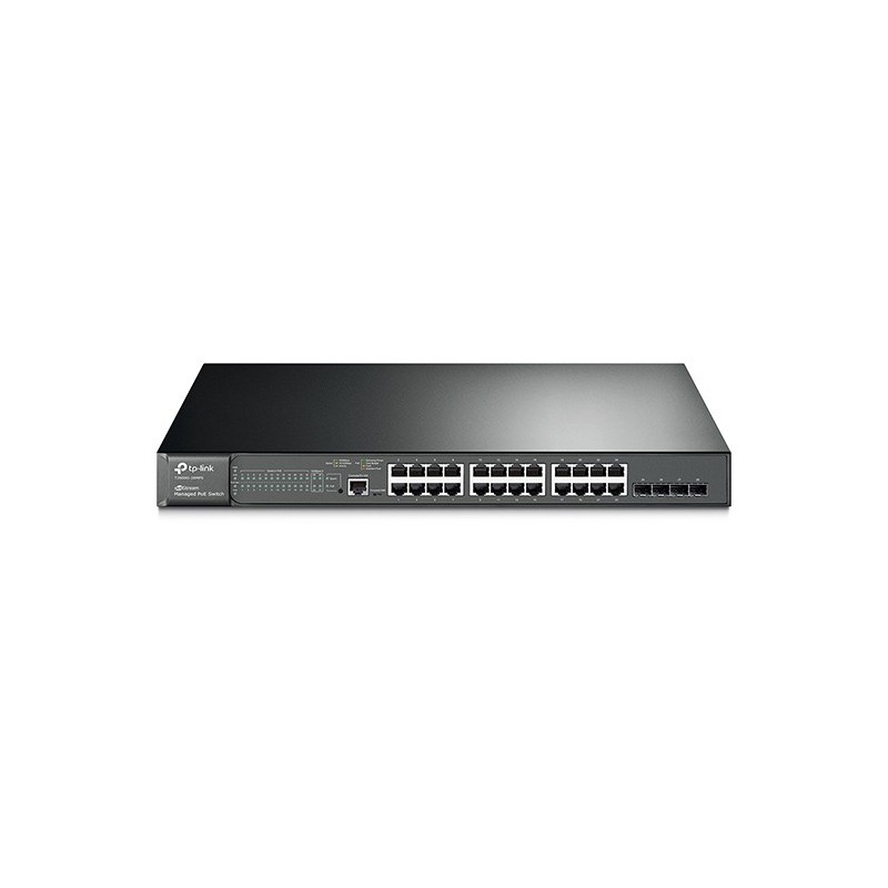 Switch Tp-Link 24 puertos enrackable gestionable Gigabit L2 10/100/1000 POE plus y 4 SFP