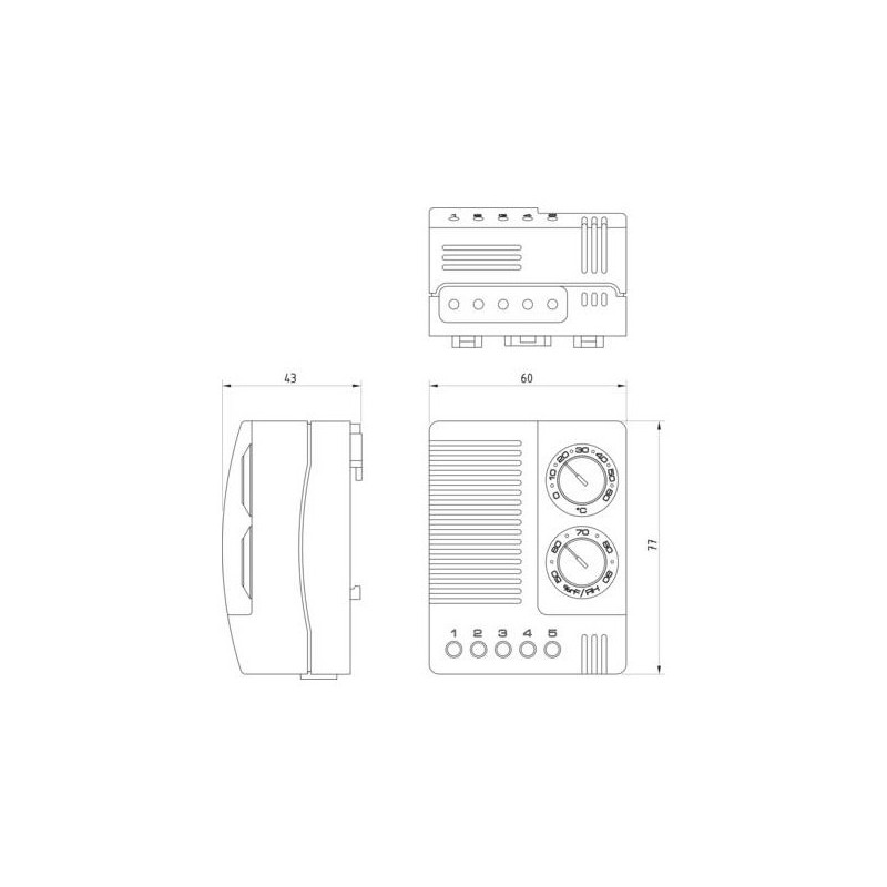 Termostato higrómetro electrónico, rack 19"