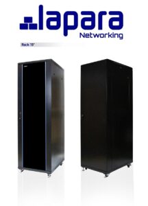 Armario rack 19'' serie InfoCom de Lapara con puerta de cristal y laterales desmontables