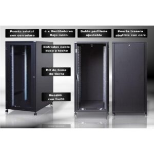 Armario rack acústico insonorizado 19 pulgadas PS System con puerta frontal transparente