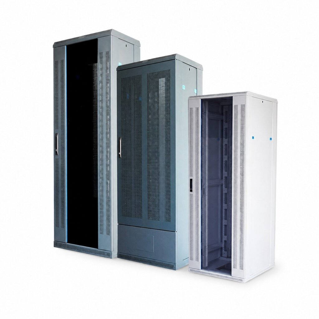 Armario rack 19 pulgadas serie I700 PS System en acero con puerta frontal y trasera