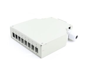 Caja metálica de fibra óptica para carril DIN 8 SC simplex