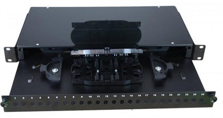 Bandeja extraíble 19" fibra óptica para 24 ST simplex (incl. casete)