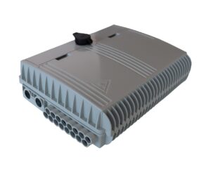 Caja exterior de fibra óptica IP-65 16 acometidas con splitter PLC 1X8 SC