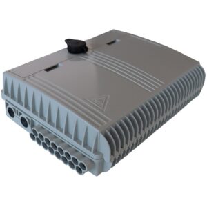 Caja exterior de fibra óptica IP-65 16 acometidas con splitter PLC 1X8 SC