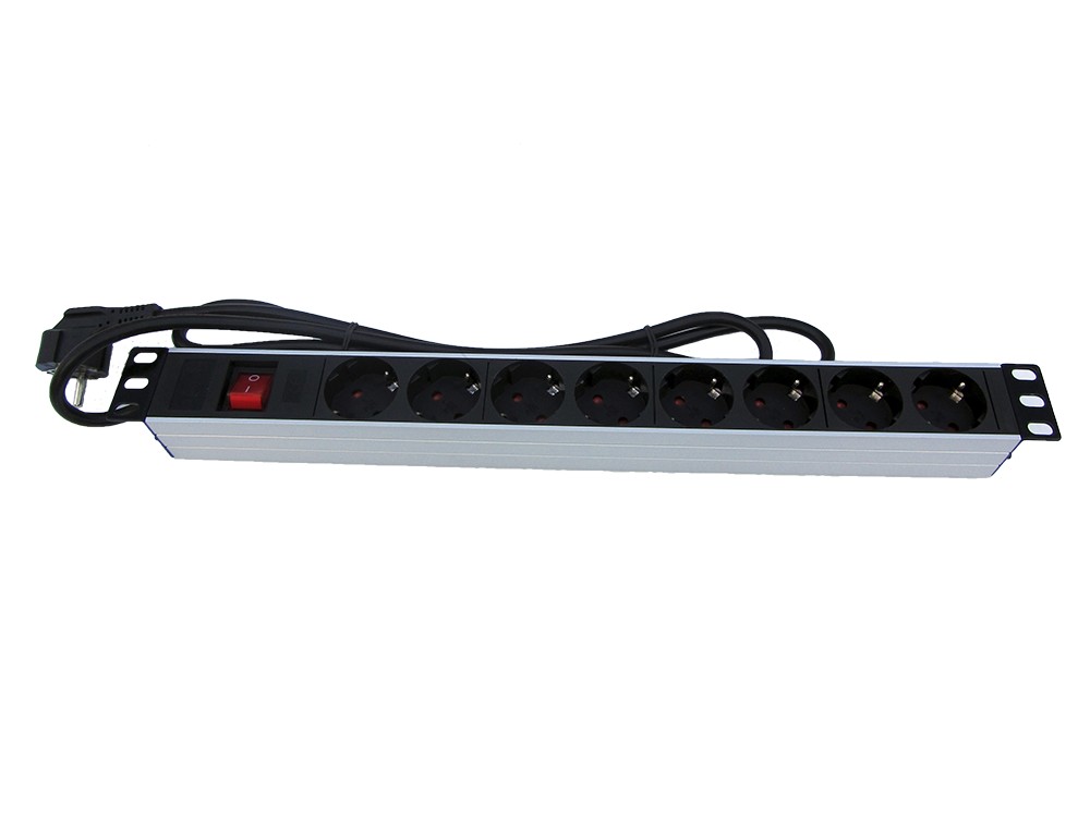 Regleta rack 19" 16A 8x tomas schuko con interruptor