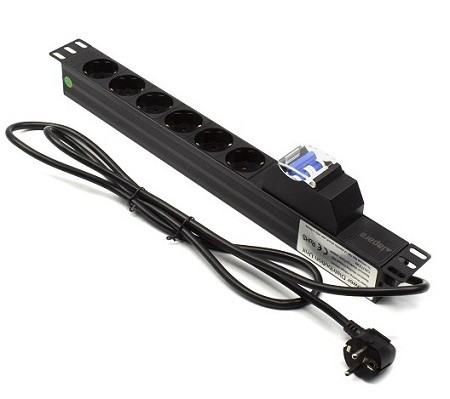 Regleta rack 19" 6 X Schuko con magnetotérmico Lapara Networking