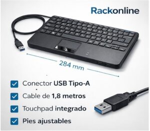 Teclado USB Touchpad para rack