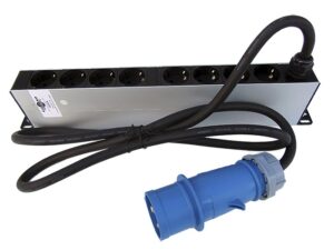Regleta rack 19" 8x schuko 32A con amperimetro