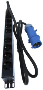 Regleta rack 19" 8x schuko 32A con amperimetro