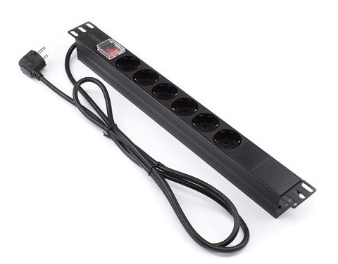 Regleta rack 19" 16A 6x schuko con interruptor Lapara Networking