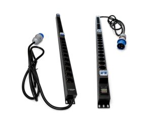 Regleta PDU vertical 24 X schukos 2 X Magnetotérmico con Amperímetro Dig.32A Cetac