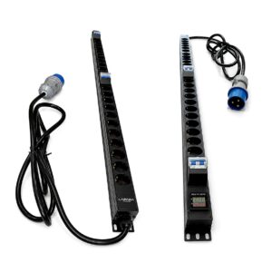 Regleta PDU vertical 24 X schukos 2 X Magnetotérmico con Amperímetro Dig.32A Cetac