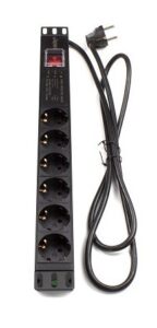Regleta rack 19" 6x schuko con interruptor y 3 led protección Lapara Networking