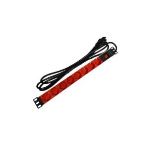 Regleta rack 19" 16A 8x tomas schuko rojas con interruptor