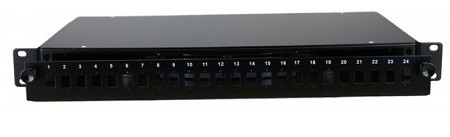 Bandeja extraíble 19" fibra óptica para 24 SC simplex/ LC dúplex (incl. 2 casetes)