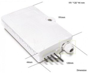 Caja exterior de fibra óptica IP-65 para 4 adaptadores SC simplex/ LC dúplex