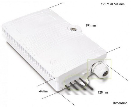 Caja exterior de fibra óptica IP-65 para 4 adaptadores SC simplex/ LC dúplex
